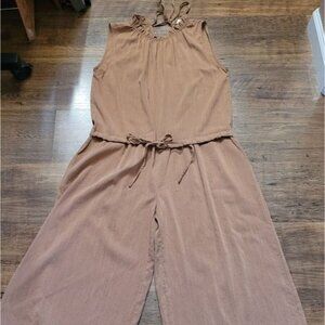 Romper Tan Brown Lagenlook Contemporary Spring Summer Designer pinch Medium